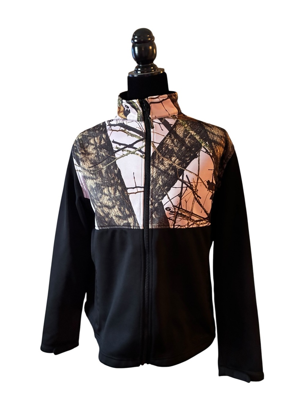 Gander Mountain Black Jacket with Pink & Brown Camo Yoke